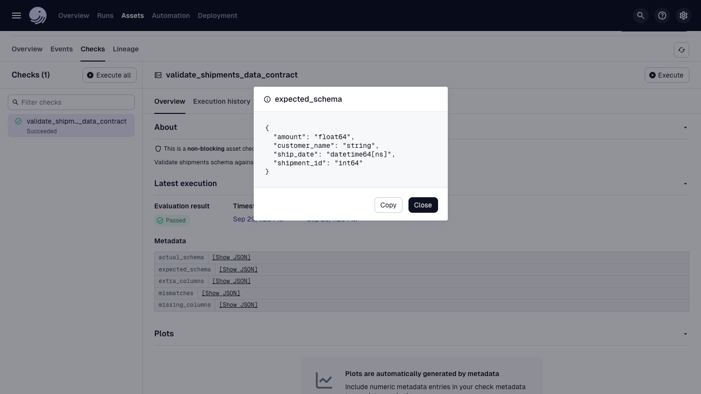 Asset check status